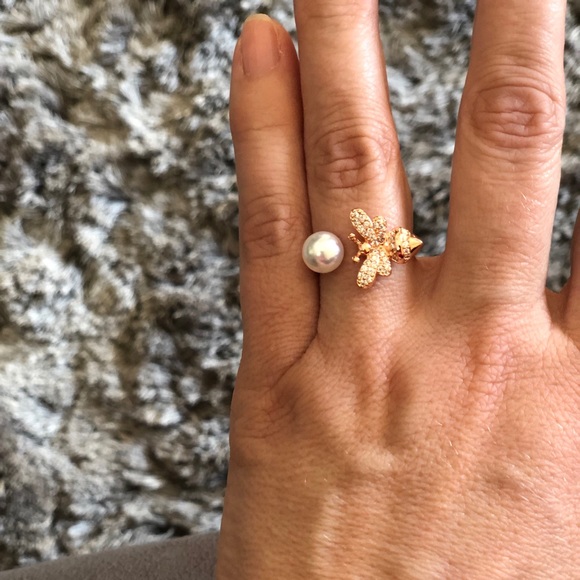 18K Rose Gold Bumblebee Pearl Ring - Picture 6 of 6
